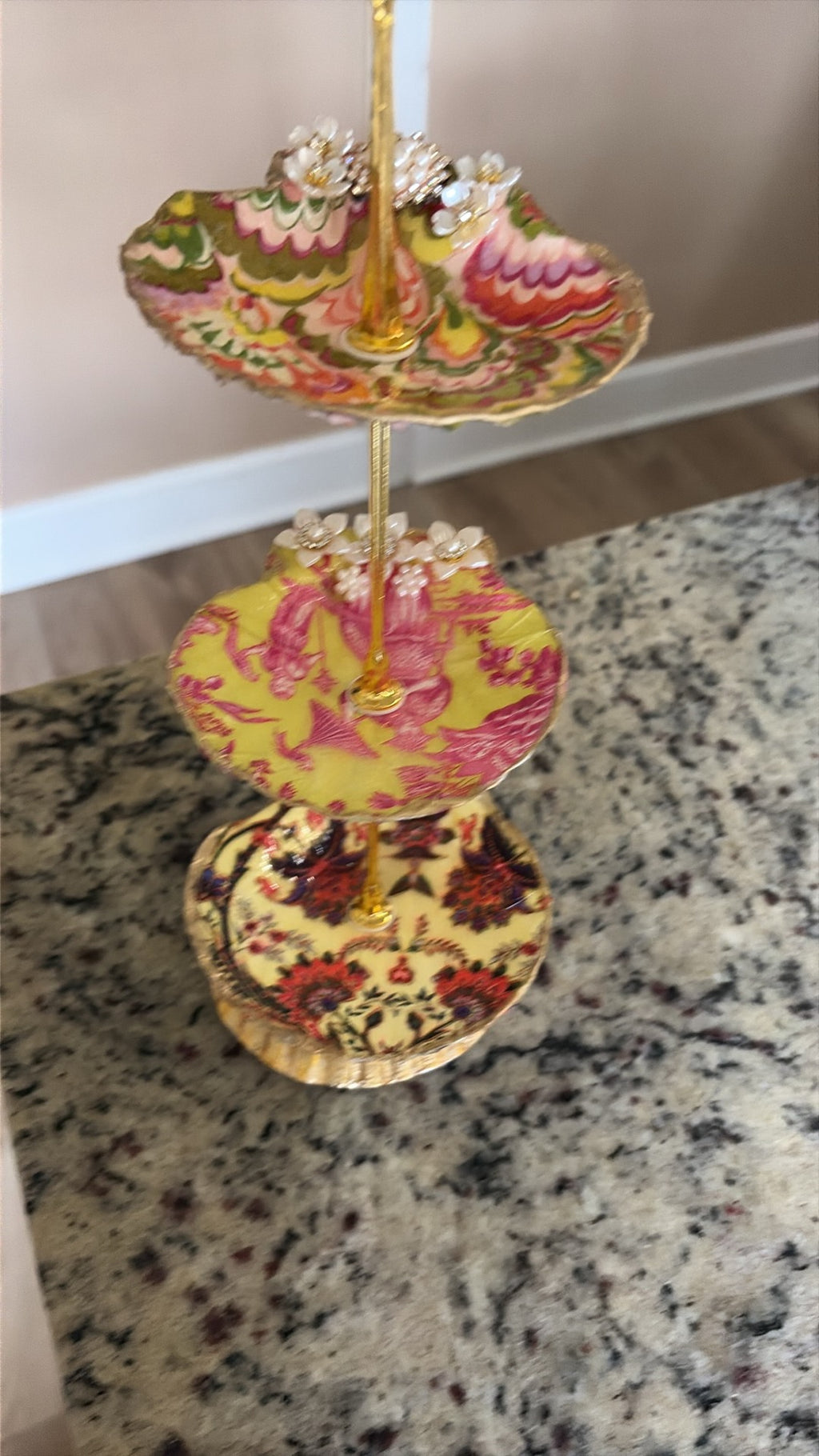 The Gilded Shell Tower - Elegant Three Tier Trinket Dish