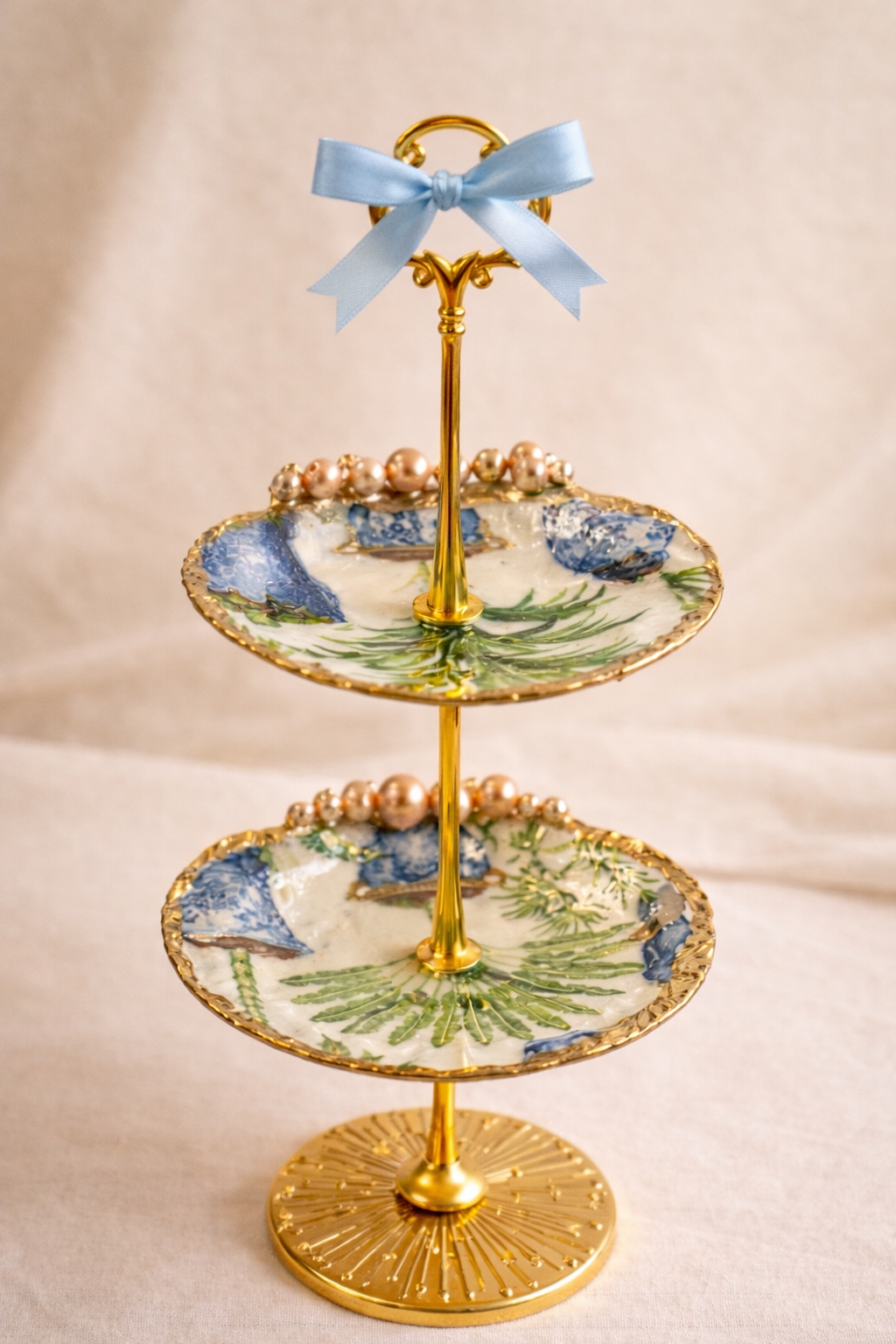 The Gilded Shell Tower - Elegant Three Tier Trinket Dish