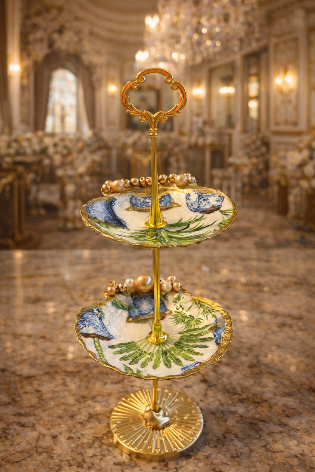 The Gilded Shell Tower - Elegant Three Tier Trinket Dish